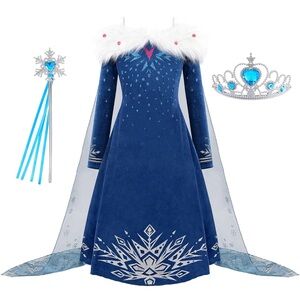 Frozen Princess Elsa Dress bluewith Sheer blue Cape 4T/5T